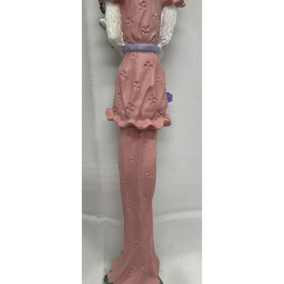 Vintage 1991 Resin Easter Bunny Rabbit Tall Thin Skinny figurine / Spring Flower - Picture 14 of 16